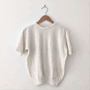 Vintage 1980s Shirt Sleeve Cotton Textured Knit Top